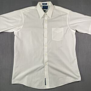 Vintage 80s Shirt Towncraft White Short Sleeve Button Front Men's 16.5
